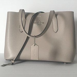 COACH Avenue Leather Carryall Satchel Bag GRAY